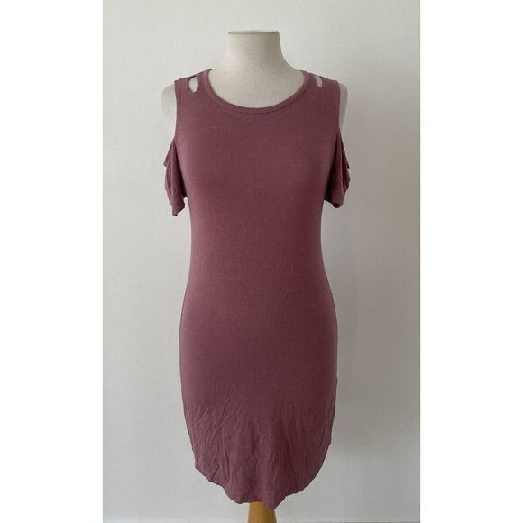 Glitz Casual Light Tan Purple Dress Size Medium - Picture 1 of 6
